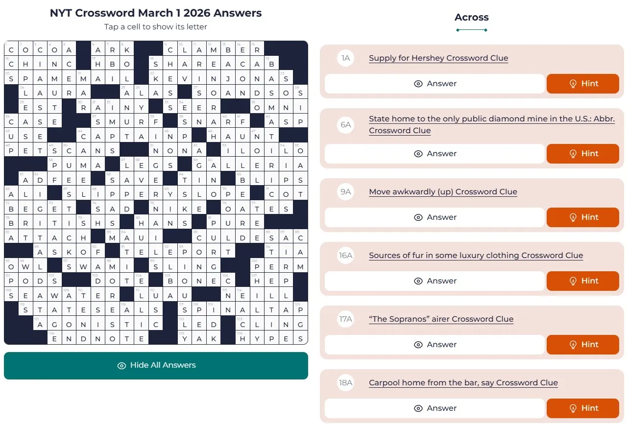 NYT Crossword Analysis (March 1, 2026): Skiing in the Grid!