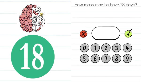 Brain Test Level 18 How Many Month Have 28 Days Answer Daze Puzzle