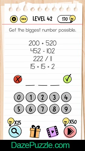 brain test level 42 biggest number