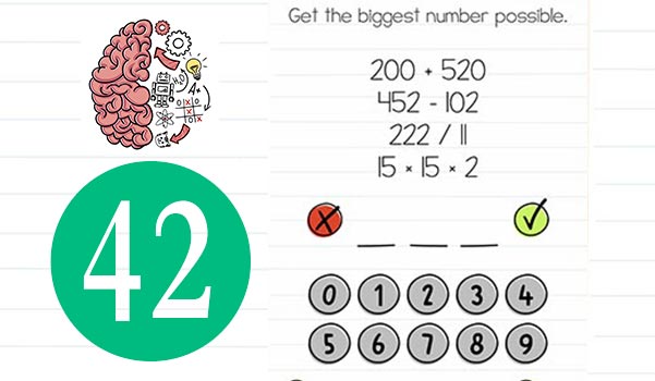 Brain Test Level 42 Get the biggest number possible Answer