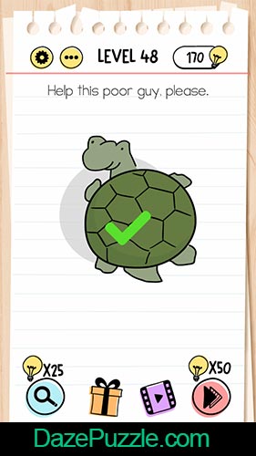 brain test level 48 turtle help