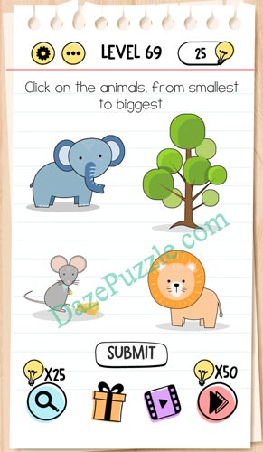 Brain Test Level 69 Click on the animals Answer - Daze Puzzle