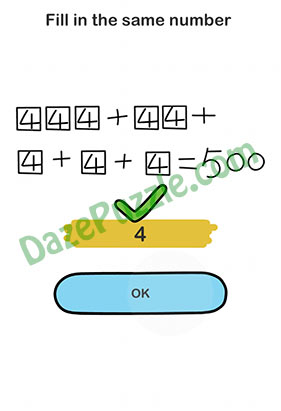 Brain Out Level 177 Answer Fill in the same number