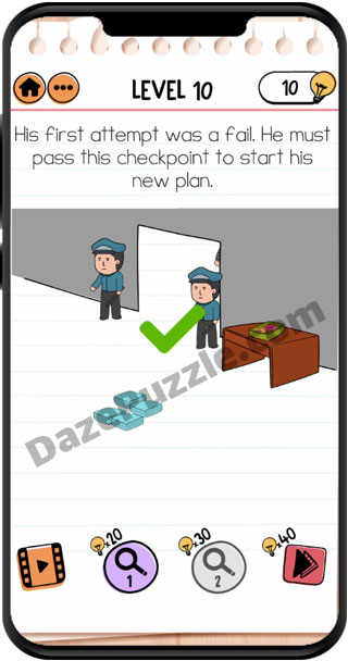 Brain Test 2 Prison Escape Level 10 His first attempt was a fail. He must  pass this checkpoint to start his new plan Answers