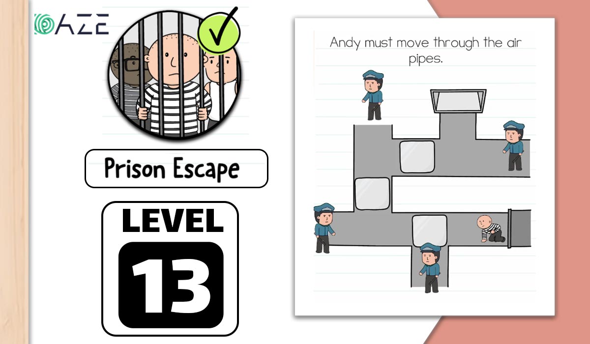 Brain 2 прохождение. Игра Brain Test 2 побег из тюрьмы уровень 13. Ответы на побег one Level 2. Level 13. Prison Escape книги 968.