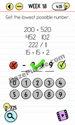 brain test week 18 answer