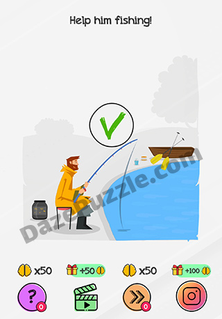 Braindom Level 266 Help Him Fishing Answer Daze Puzzle