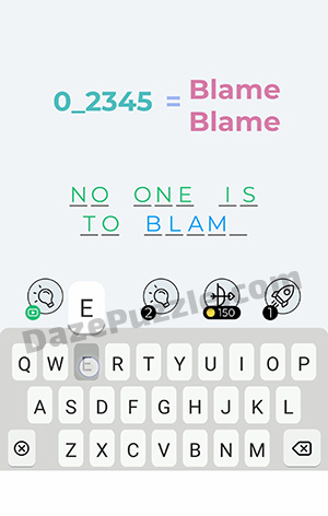 Dingbats Level 172 (0_2345 = Blame Blame) Answer