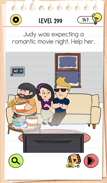 Brain Test 4 Level 299 Judy was expecting a romantic movie night Answer