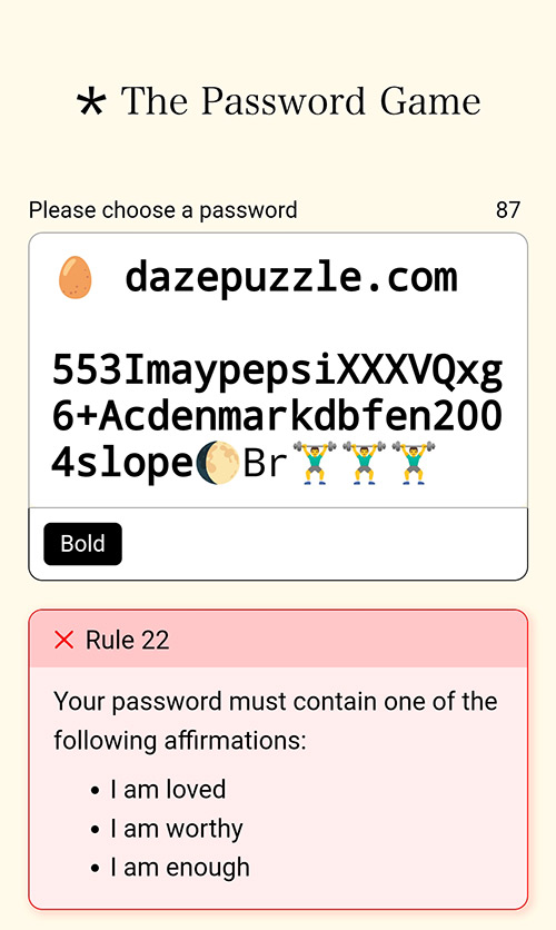 Password Game Rule 22