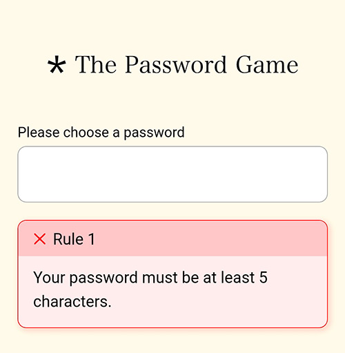 Password Game Rule 1