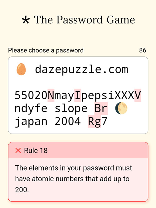 Password Game Rule 18