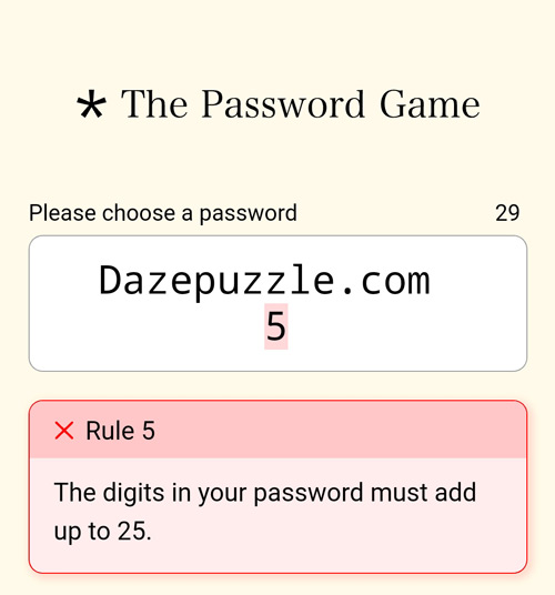 Password Game Rule 5