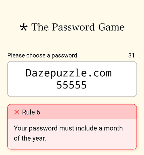 Password Game Rule 6