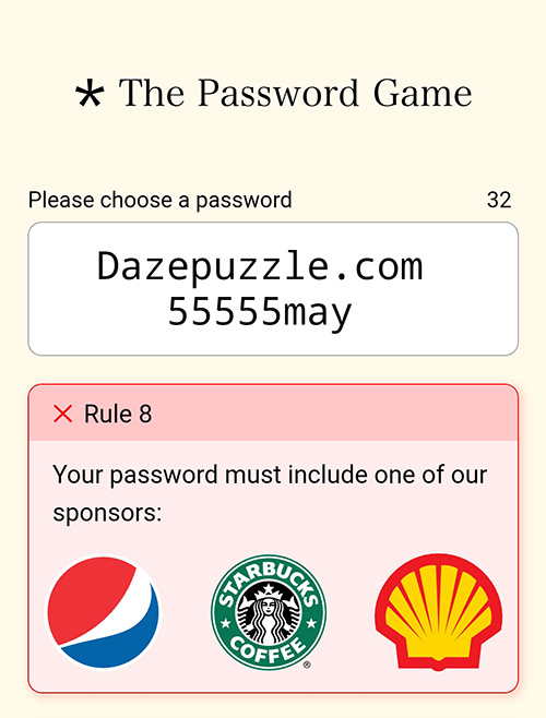 Password Game Rule 8