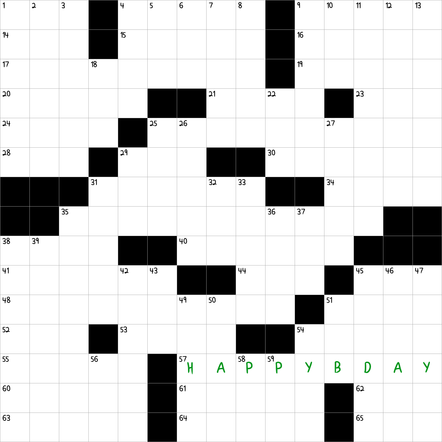 "Best wishes for your once-a-year celebration!" (and a wish for solvers of this puzzle)