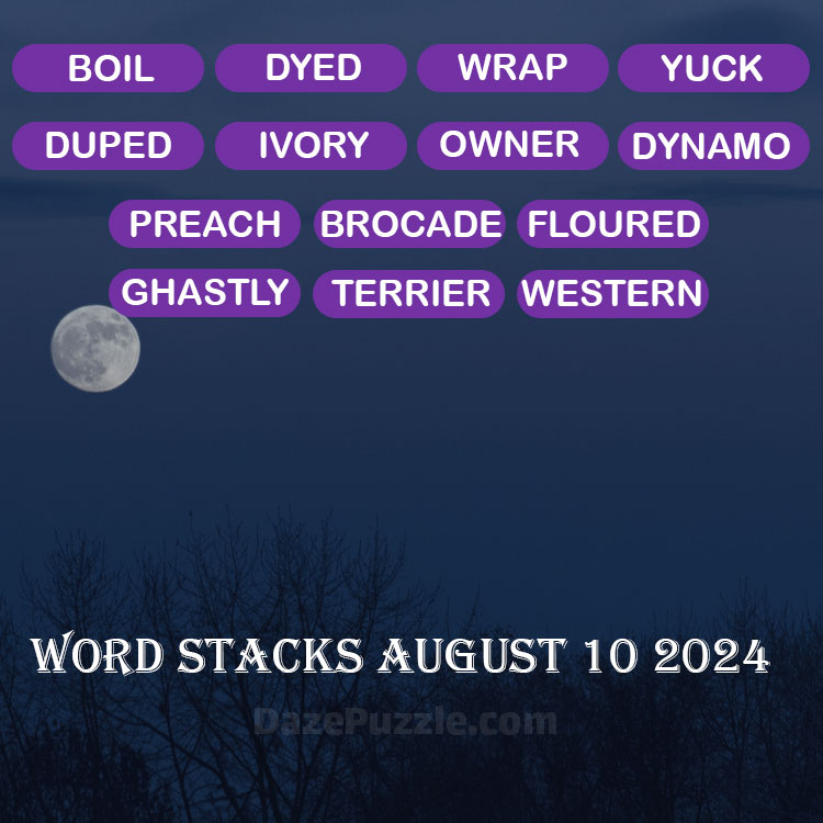 Word Stacks August 10 2024 Daily Puzzle Answer