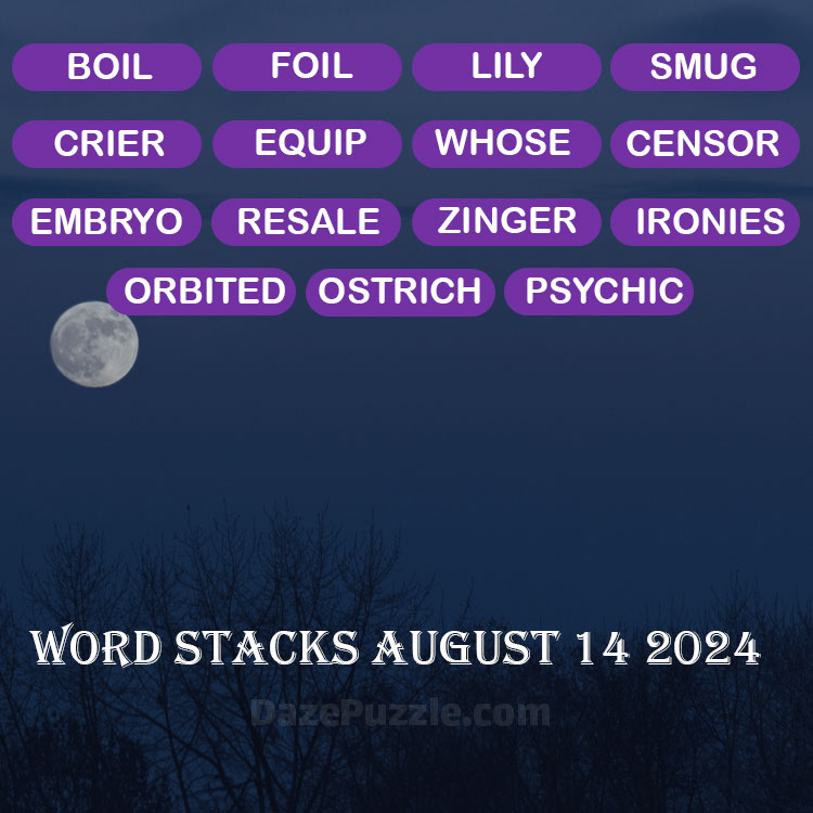 Word Stacks August 14 2024 Daily Puzzle Answer