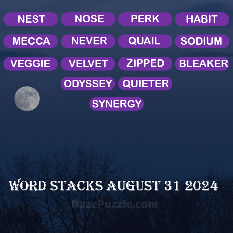 Word Stacks August 31 2024 Daily Puzzle Answer