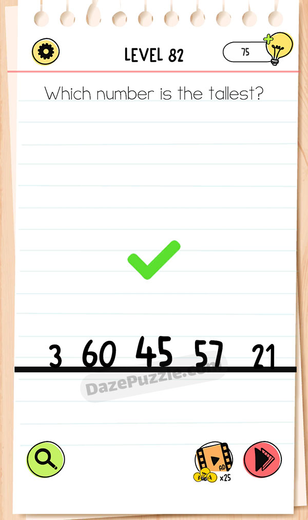 Brain Test All Star Level 82 Which Number Is The Tallest Brain Test All Star Level 82 Answer