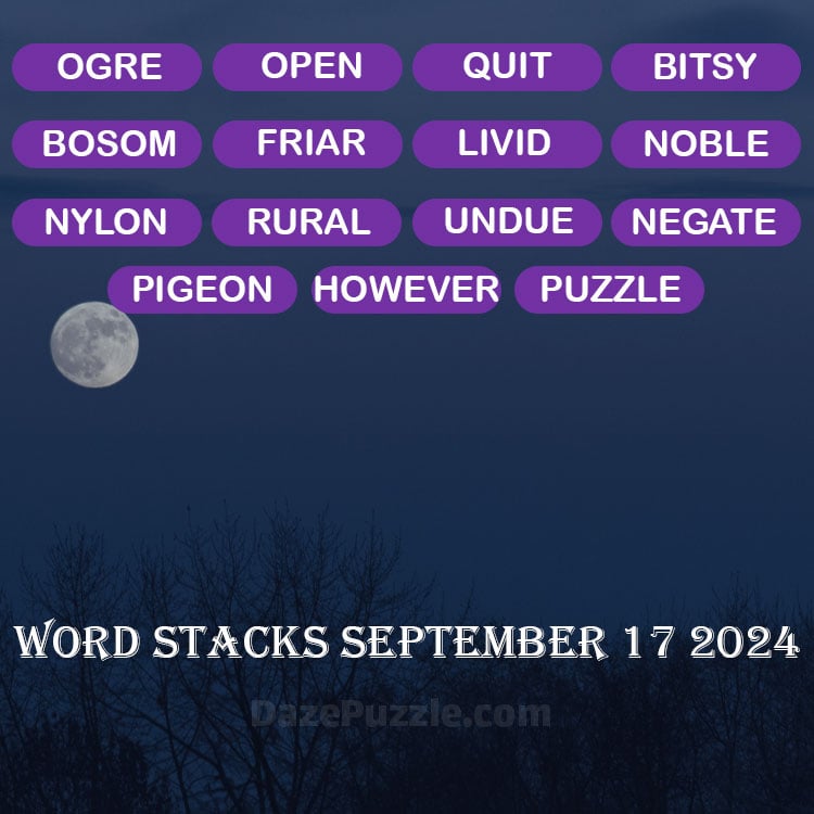 Word Stacks September 17 2024 Daily Puzzle Answer