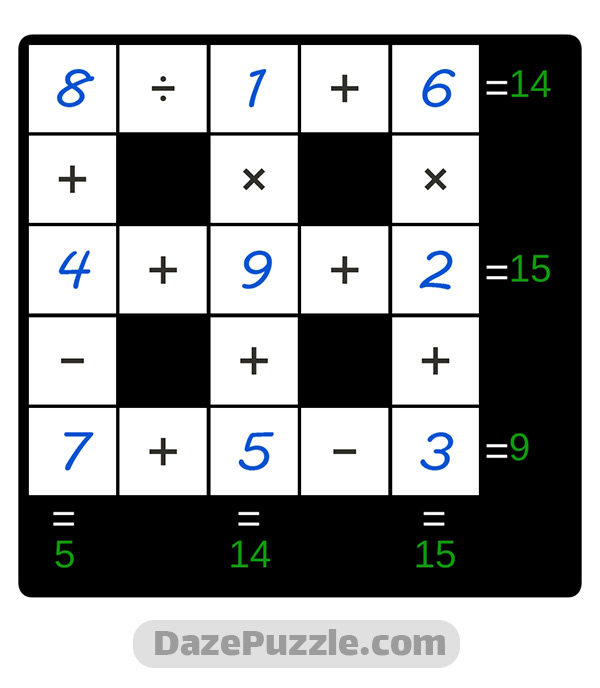 puzzle page cross sum 18 september 2024 answer