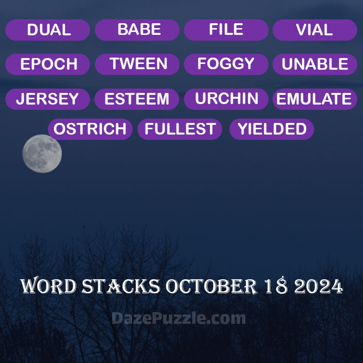 Word Stacks October 18 2024 Daily Puzzle Answer