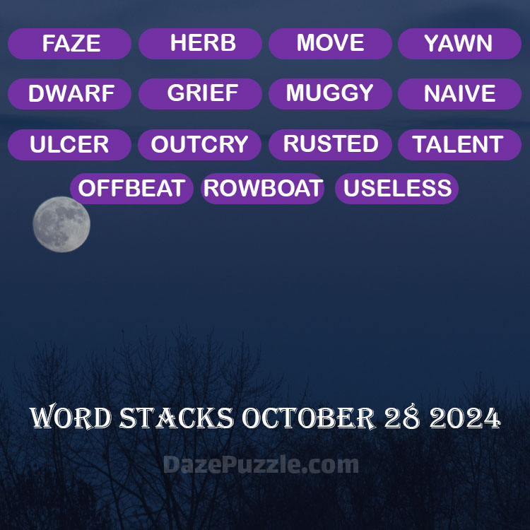 Word Stacks October 28 2024 Daily Puzzle Answer