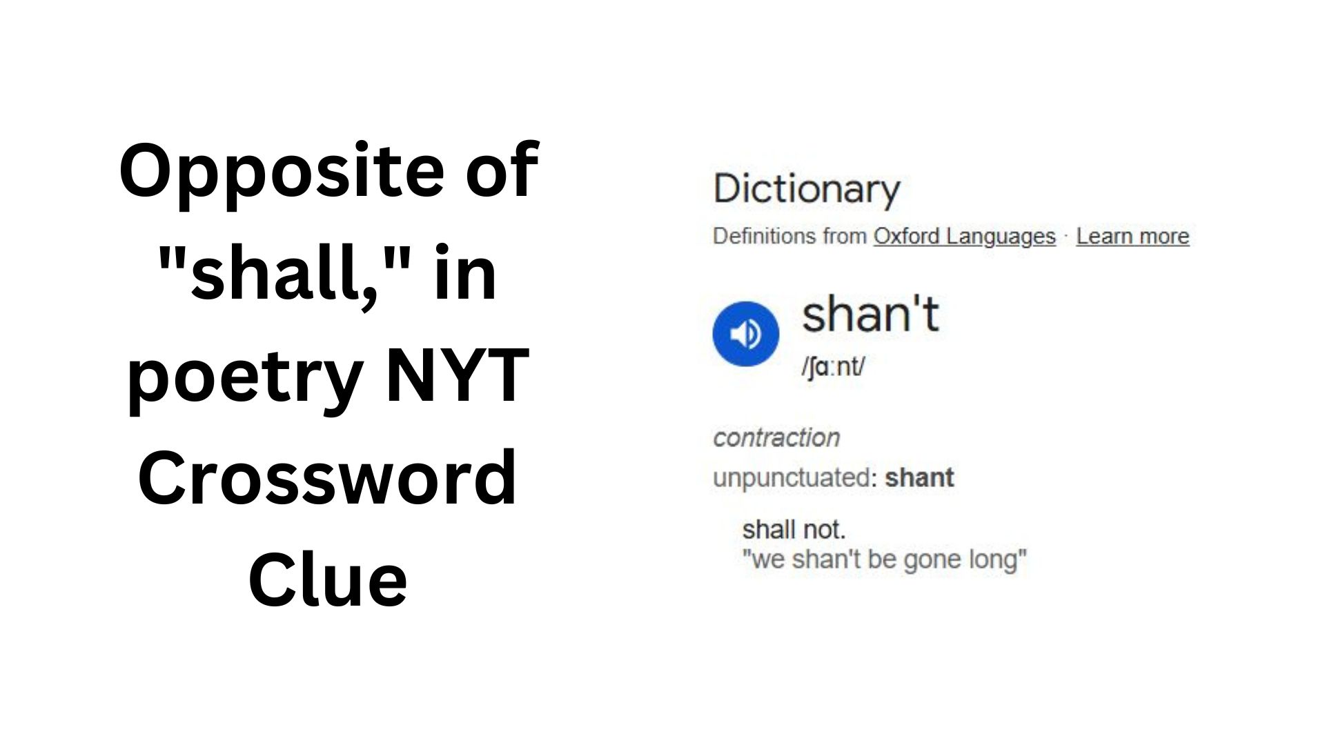 Opposite of quot shall quot in poetry NYT Crossword Clue Opposite of quot shall quot in poetry NYT Crossword Clue