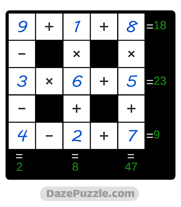 puzzle page cross sum 1 december 2024 answer