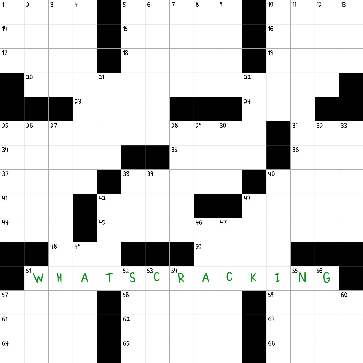 Slangy greeting … or a hint to the starts of 20-, 25- and 45-Across