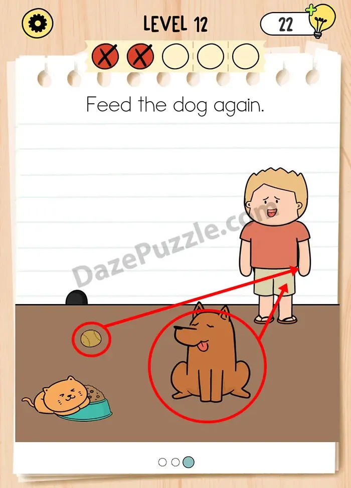 Brain Test 5 Level 12: Feed the dog Answer
