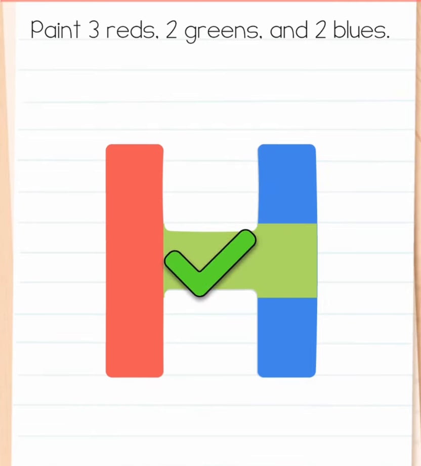 Brain Test Level 601 Painted Blocks Green Check