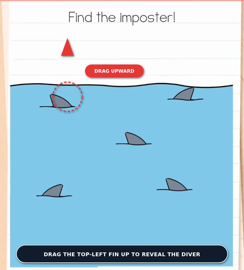 Brain Test Level 602 Drag Top-Left Fin Up