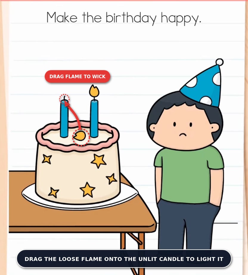 Brain Test Level 603 Drag Flame to Light Candle