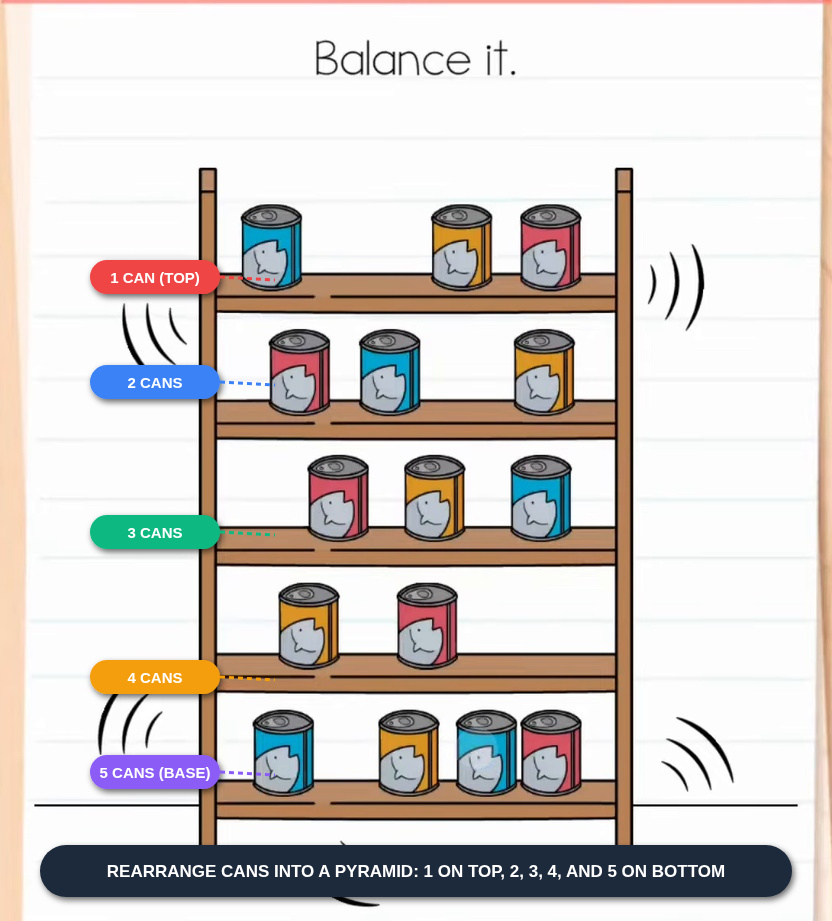 Brain Test Level 606 - Brain Test Level 606 Balance Cans Pyramid