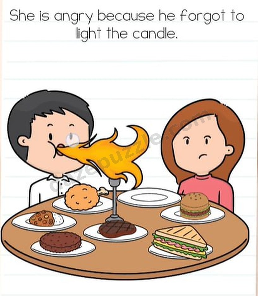 Brain Test Level 540 answer showing the successfully lit candle