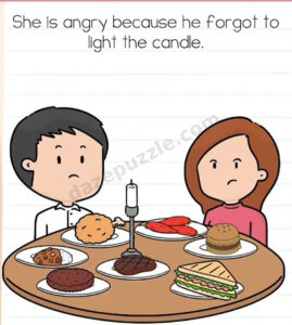 Brain Test Level 540 She is angry because he forgot to light the candle puzzle stage
