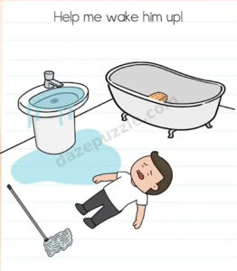 Brain Test Level 541 He fell asleep while washing his face. puzzle stage