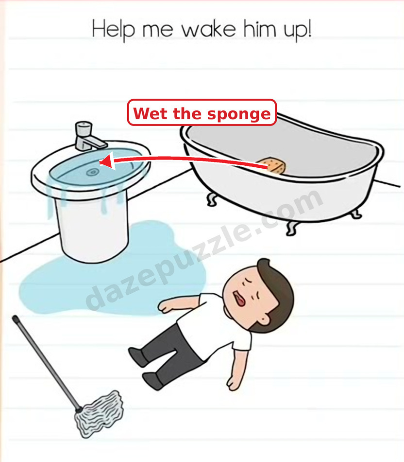 Brain Test Level 541 hint showing the sponge moved toward the sink