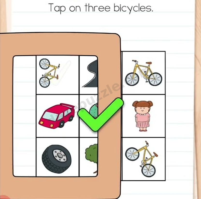 Brain Test Level 546 answer showing the bicycles and green success check