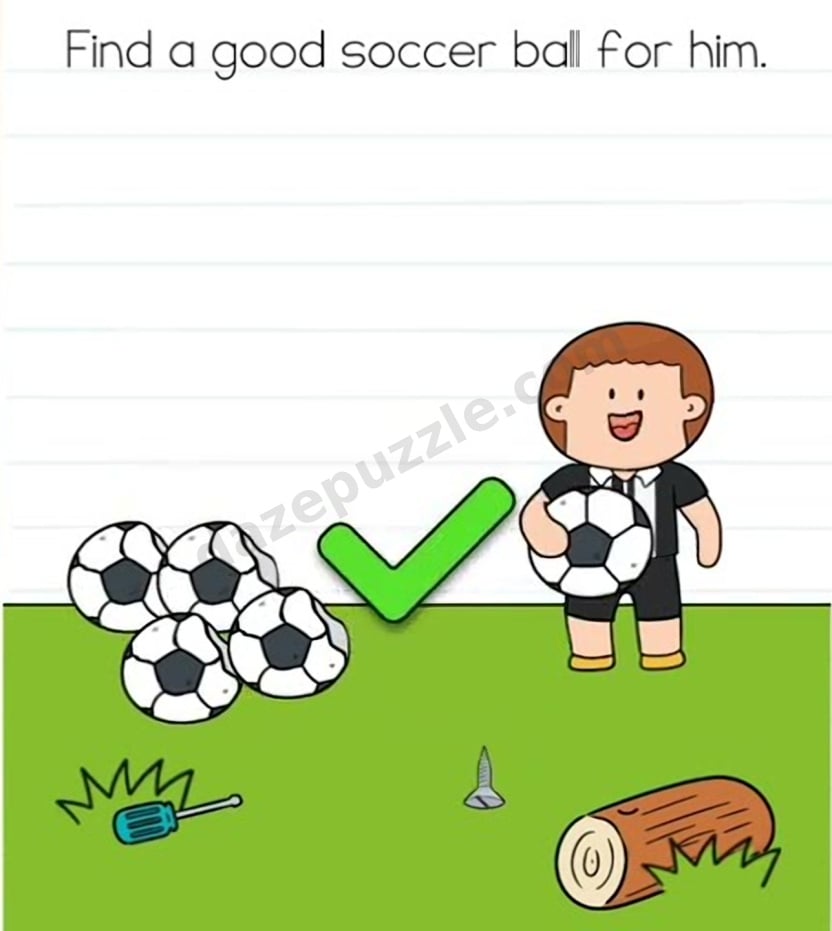 Brain Test Level 547 answer showing the good soccer ball and green success check