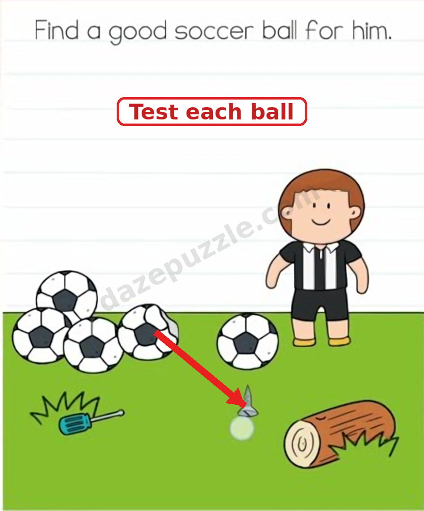 Brain Test Level 547 hint labeled Test each ball