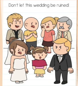 Brain Test Level 548 initial wedding scene with the earring and ring visible