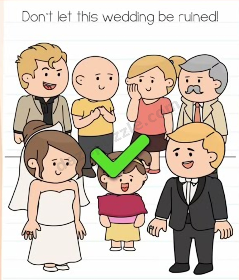 Brain Test Level 548 answer showing the happy wedding and green success check