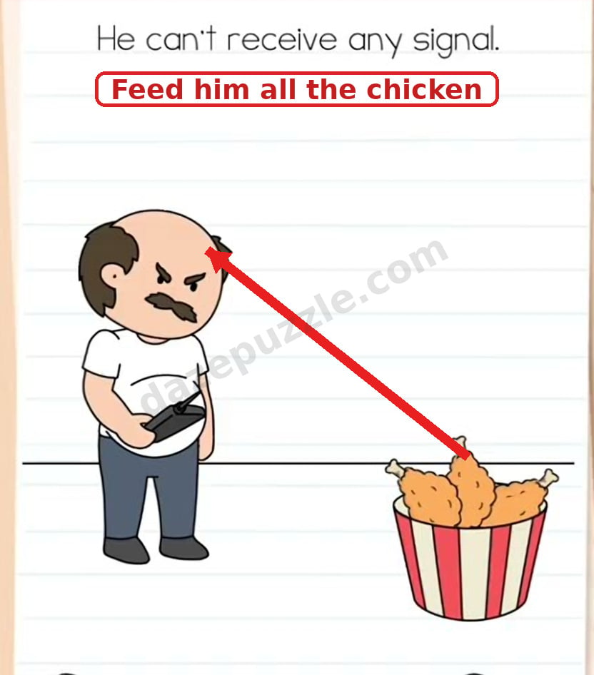 Brain Test Level 549 hint labeled Feed him all the chicken
