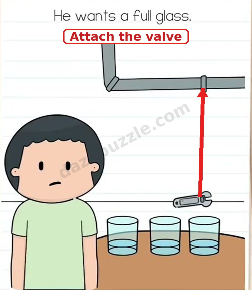 Brain Test Level 550 hint labeled Attach the valve