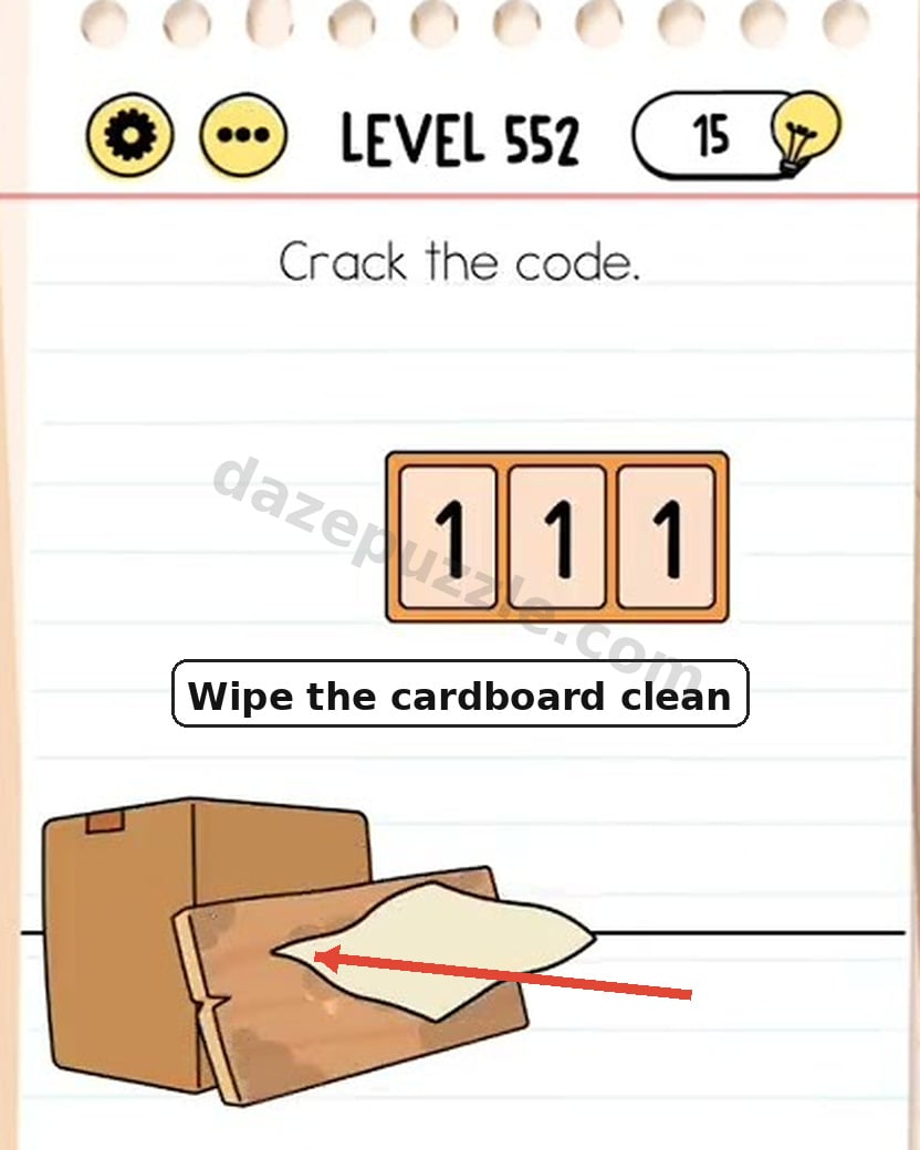 Wipe the cardboard clean in Brain Test Level 552