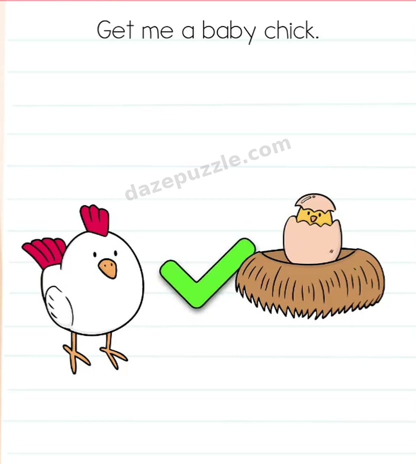 Brain Test Level 561 answer showing the hatched baby chick and green success check