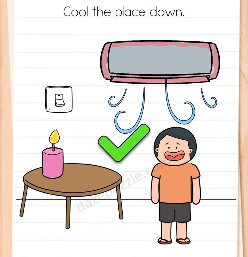Brain Test Level 562 answer showing the working air conditioner and green success check